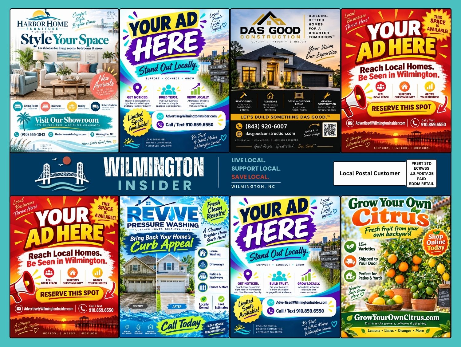 Wilmington Insider mailer sample card for Wilmington, North Carolina